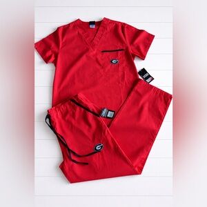 UGA Scrub Dudz Georgia Bulldogs NWT Pants Top Set XS extra small unisex